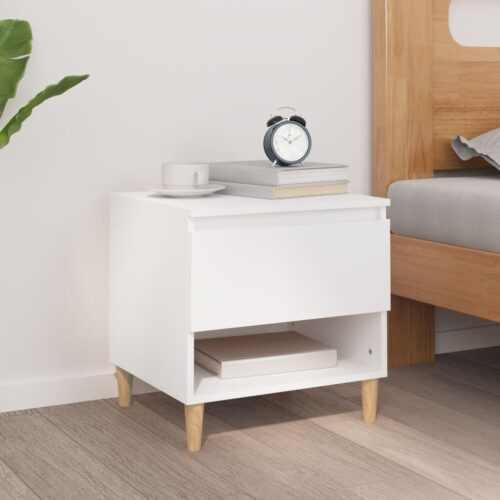 Bedside Table White 50x46x50cm Engineered Wood - Image 2