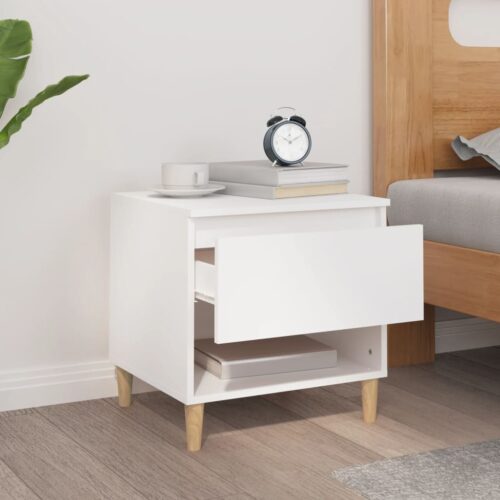 Bedside Table White 50x46x50cm Engineered Wood - Image 3
