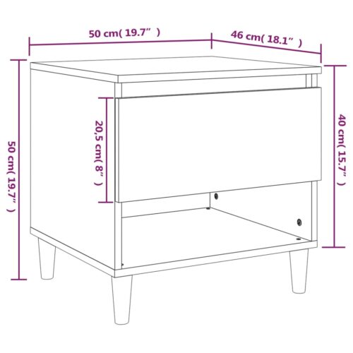 Bedside Table White 50x46x50cm Engineered Wood - Image 9