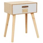 Bedside Table with a Drawer 44x30x58.5cm Solid Pinewood