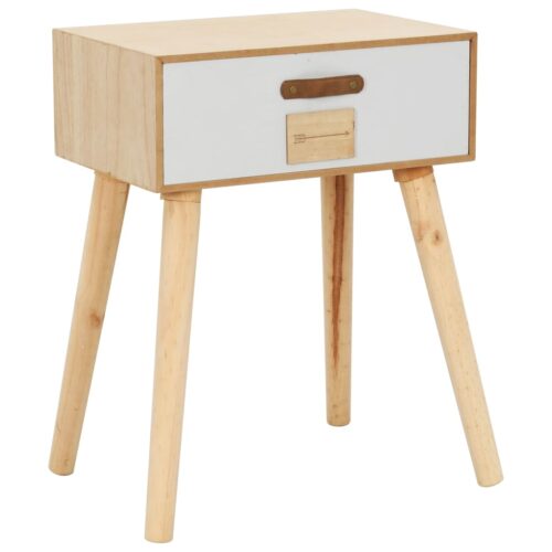 Bedside Table with a Drawer 44x30x58.5cm Solid Pinewood