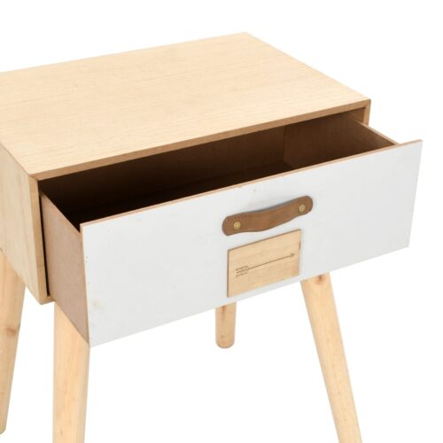 Bedside Table with a Drawer 44x30x58.5cm Solid Pinewood - Image 5