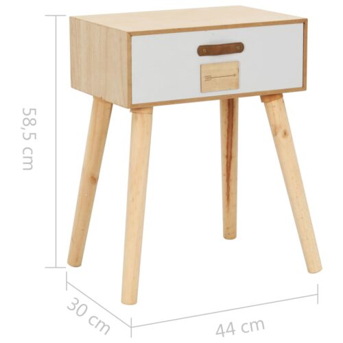 Bedside Table with a Drawer 44x30x58.5cm Solid Pinewood - Image 7