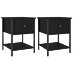 Bedside Tables 2pcs Black 34x35.5x45cm Engineered Wood