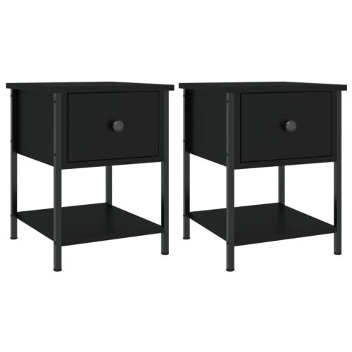 Bedside Tables 2pcs Black 34x35.5x45cm Engineered Wood