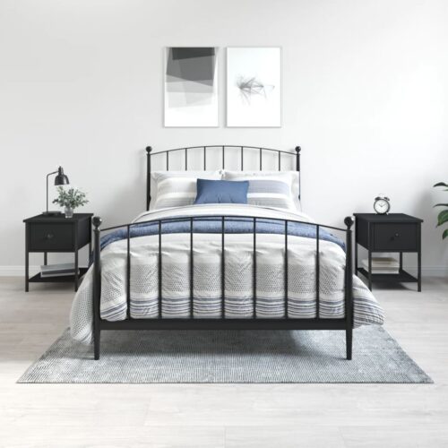 Bedside Tables 2pcs Black 34x35.5x45cm Engineered Wood - Image 2