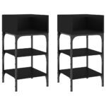 Bedside Tables 2pcs Black 35x34.5x70cm Engineered Wood
