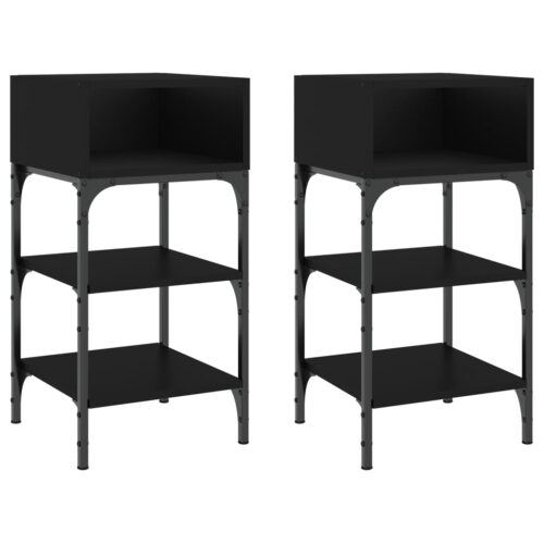 Bedside Tables 2pcs Black 35x34.5x70cm Engineered Wood