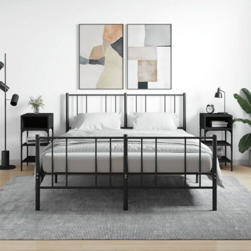 Bedside Tables 2pcs Black 35x34.5x70cm Engineered Wood - Image 2