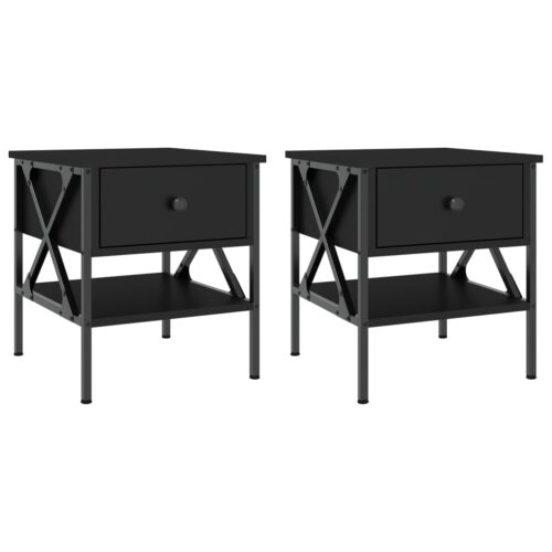 Bedside Tables 2pcs Black 40x42x45cm Engineered Wood