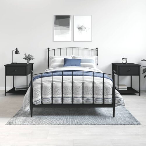 Bedside Tables 2pcs Black 44x45x58cm Engineered Wood - Image 2