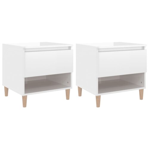 Bedside Tables 2pcs High Gloss White 50x46x50cm Engineered Wood