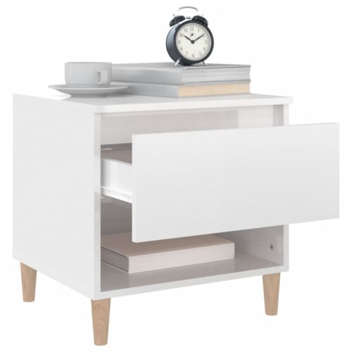 Bedside Tables 2pcs High Gloss White 50x46x50cm Engineered Wood - Image 4