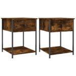 Bedside Tables 2pcs Smoked Oak 44x45x58cm Engineered Wood