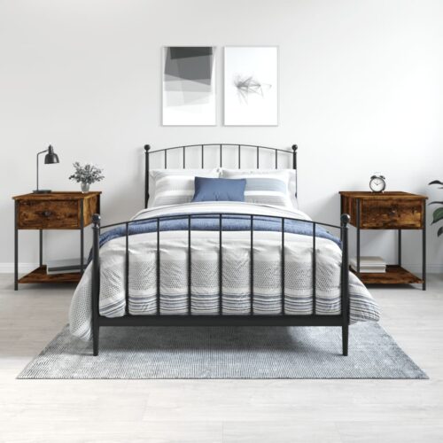 Bedside Tables 2pcs Smoked Oak 44x45x58cm Engineered Wood - Image 2