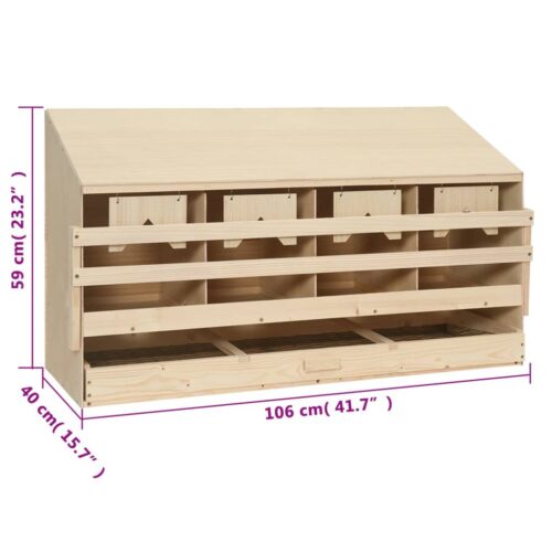 Chicken Laying Nest 4 Compartments 106x40x59cm Solid Pine Wood - Image 10
