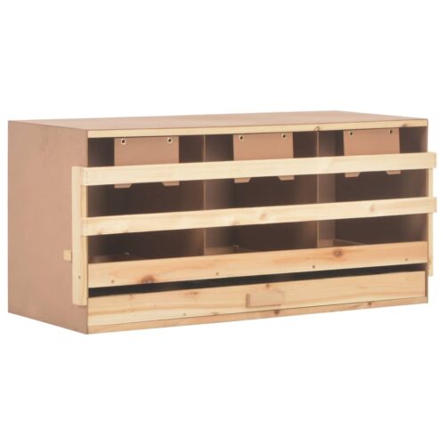 Chicken Laying Nest 3 Compartments 96x40x45cm Solid Pine Wood - Image 2