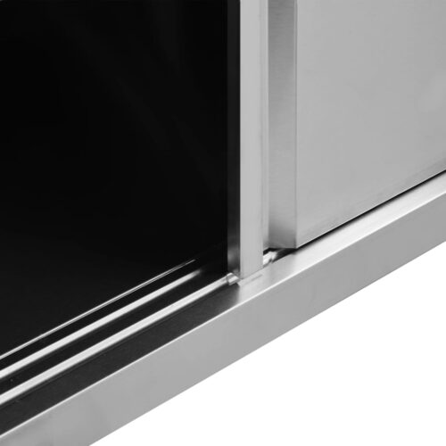 Work Tables with Sliding Doors 2pcs 240x50x(95-97)cm Stainless Steel - Image 5
