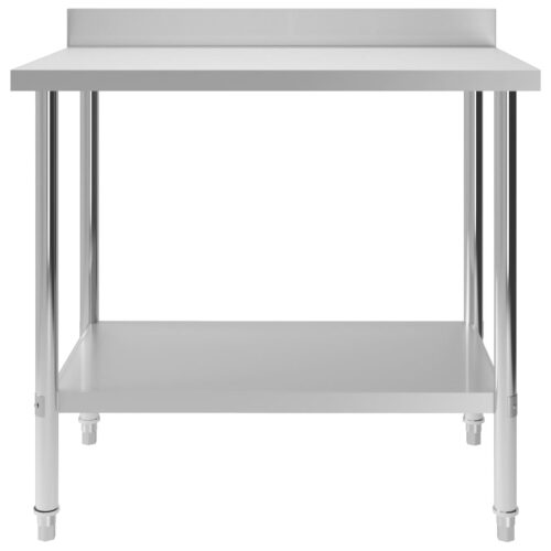Kitchen Work Table with Backsplash 100x60x93cm Stainless Steel - Image 3