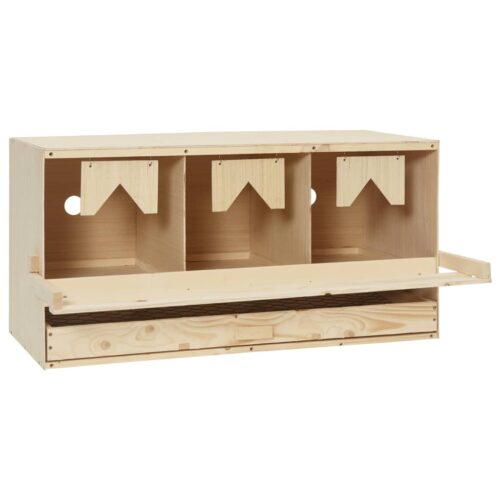 Chicken Laying Nest 3 Compartments 72x33x38cm Solid Pine Wood