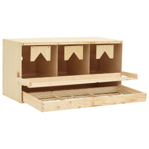 Chicken Laying Nest 3 Compartments 72x33x38cm Solid Pine Wood - Image 4