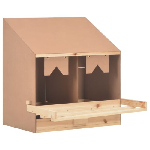 Chicken Laying Nest 2 Compartments 63x40x65cm Solid Pine Wood
