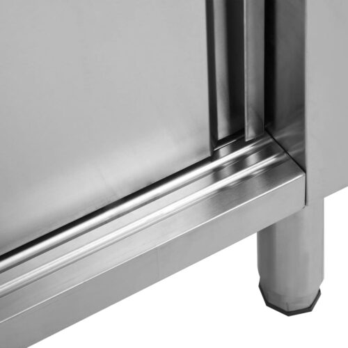 Work Table with Sliding Doors 100x50x(95-97)cm Stainless Steel - Image 7