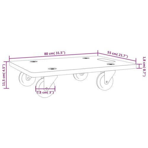 Transport Trolleys 2pcs Rectangular 80x55x11.5cm 250KG - Image 9