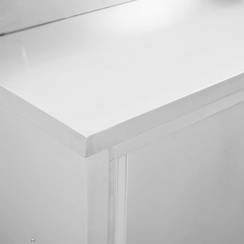 Work Table with Sliding Doors 120x50x(95-97)cm Stainless Steel - Image 5