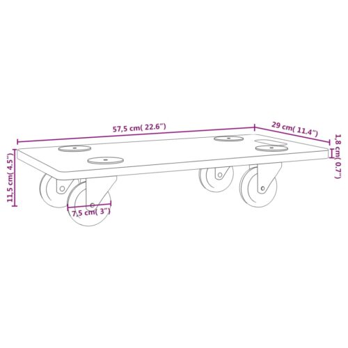 Dolly Trolleys 6pcs Rectangular Engineered Wood - Image 9