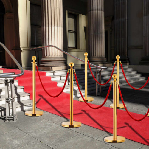 3 Piece VIP Queue Barrier Set Stainless Steel Gold - Image 8