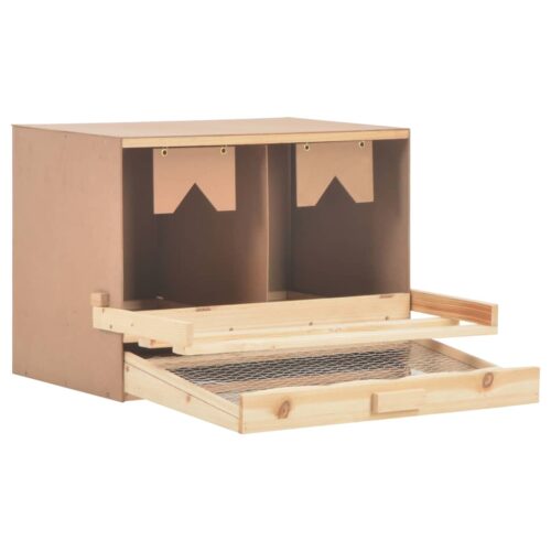 Chicken Laying Nest 2 Compartments 63x40x45cm Solid Pine Wood - Image 4