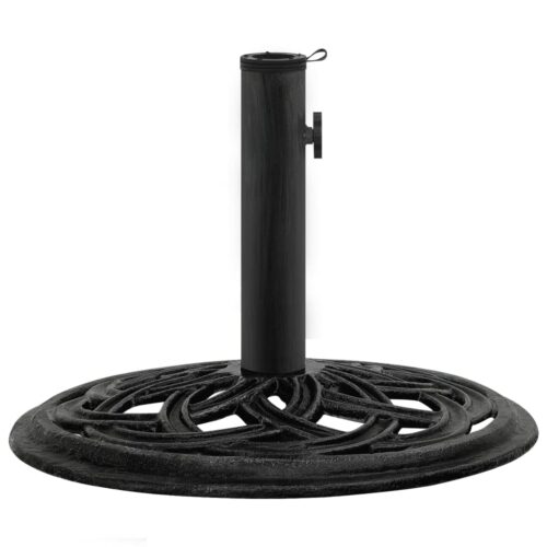Outdoor Umbrella Base Stand Cantilever Beach Patio Pod Round Black Cast Iron - Image 2