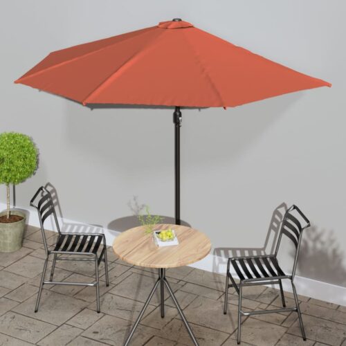 HALF Wall Mount Garden Umbrella Outdoor Patio Cantilever Parasol Terracotta
