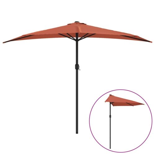 HALF Wall Mount Garden Umbrella Outdoor Patio Cantilever Parasol Terracotta - Image 2