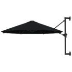 Wall-Mounted Parasol with Metal Pole 300cm Black