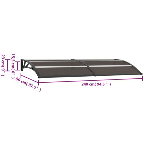 Door Canopy Black 240x80cm PC - Image 6