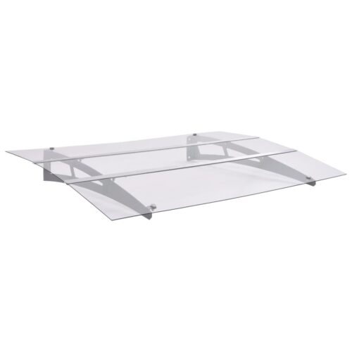 Door Canopy Silver Transparent 120x90cm Polycarbonate