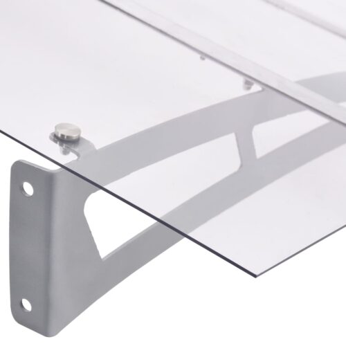 Door Canopy Silver Transparent 120x90cm Polycarbonate - Image 4
