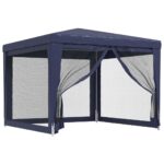 Party Tent with 4 Mesh Sidewalls Blue 3x3m HDPE