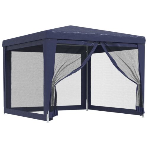 Party Tent with 4 Mesh Sidewalls Blue 3x3m HDPE