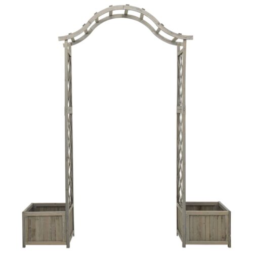 Garden Pergola with Planter Grey Solid Firwood - Image 2