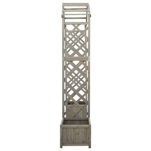 Garden Pergola with Planter Grey Solid Firwood - Image 3