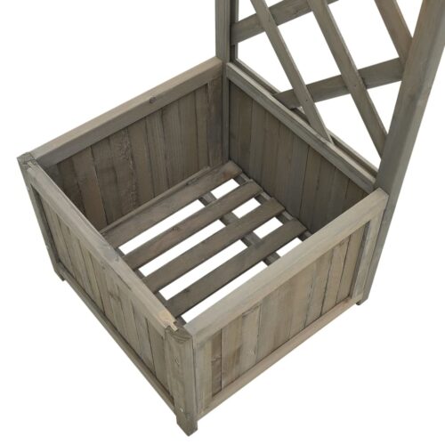 Garden Pergola with Planter Grey Solid Firwood - Image 4