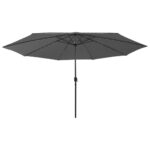 Outdoor Parasol with LED Lights Metal Pole 400cm Anthracite
