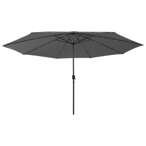 Outdoor Parasol with LED Lights Metal Pole 400cm Anthracite