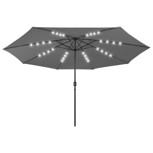 Outdoor Parasol with LED Lights Metal Pole 400cm Anthracite - Image 2