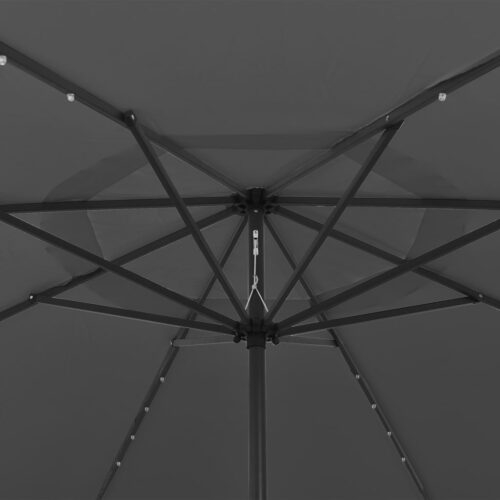 Outdoor Parasol with LED Lights Metal Pole 400cm Anthracite - Image 4