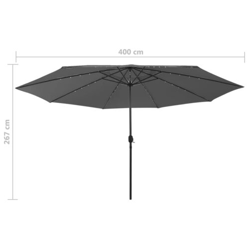 Outdoor Parasol with LED Lights Metal Pole 400cm Anthracite - Image 7