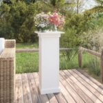 Square Pillar Garden Plant Stand Outdoor Entry Door Flower Pot Display White